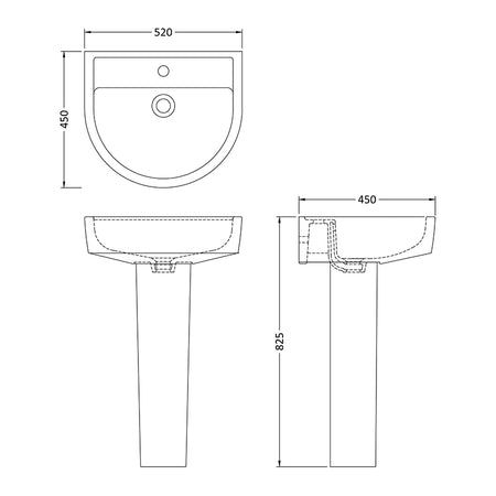 Nuie Provost Basin & Pedestal (2 sizes, White) - Brand New Bathrooms