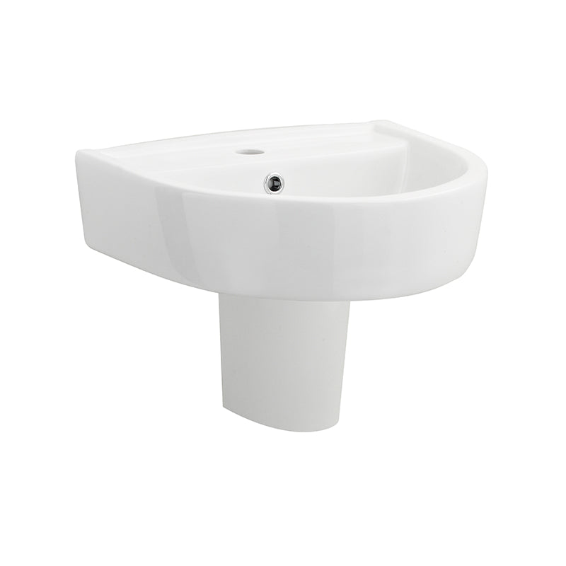 Nuie Provost Basin & Semi Pedestal (2 sizes, White) - Brand New Bathrooms