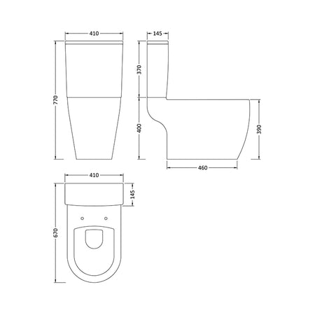 Nuie Provost Semi Flush to Wall WC Toilet Pan & Cistern (1 size, White) - Brand New Bathrooms
