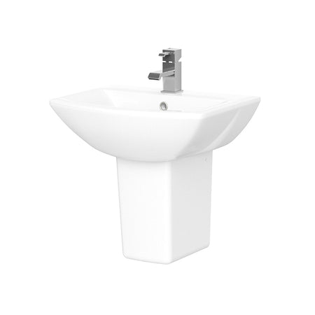 Nuie Asselby Basin & Semi Pedestal (1 size, White) - Brand New Bathrooms