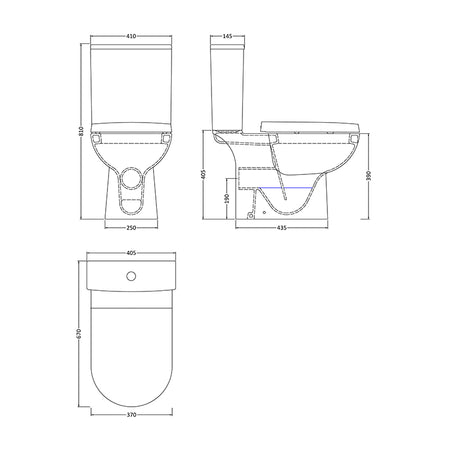 Nuie Asselby Close Coupled WC Toilet Pan & Cistern (1 size, White) - Brand New Bathrooms