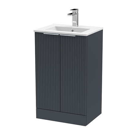 Hudson Reed Fluted Floor Standing Double Door 500mm Vanity and Minimalist Ceramic Basin (1 size, 5 colours) - Brand New Bathrooms