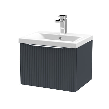 Hudson Reed Fluted Wall Hung Single Drawer 500mm Vanity and Mid-Edge Basin (1 size, 5 colours) - Brand New Bathrooms