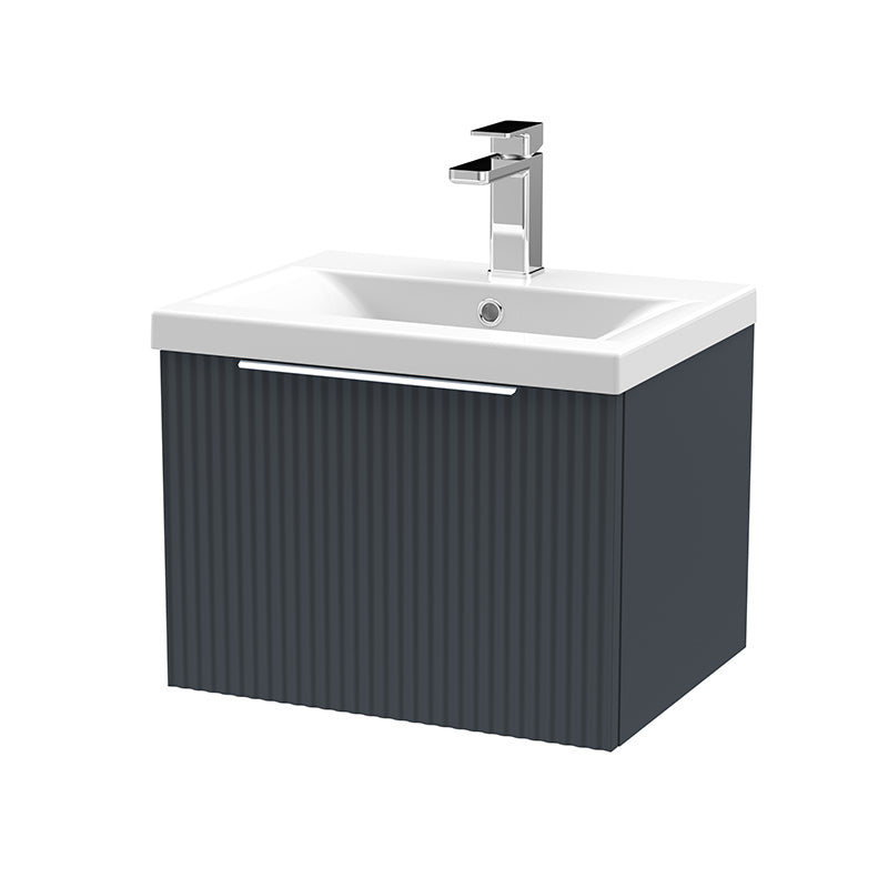 Hudson Reed Fluted Wall Hung Single Drawer 500mm Vanity and Mid-Edge Basin (1 size, 5 colours) - Brand New Bathrooms