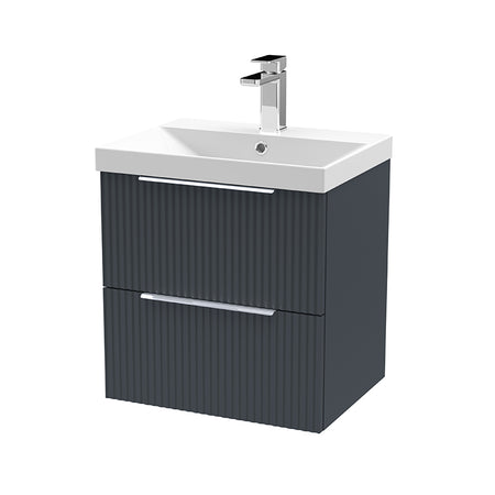 Hudson Reed Fluted Wall Hung Double Drawer 500mm Vanity & Thin-Edge Ceramic Basin (1 size, 5 colours) - Brand New Bathrooms