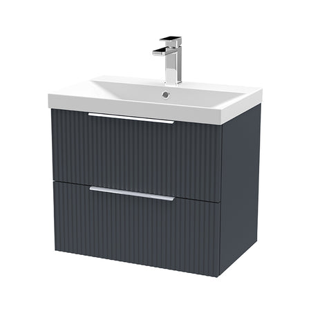 Hudson Reed Fluted Wall Hung Double Drawer 600mm Vanity & Thin-Edge Ceramic Basin (1 size, 5 colours) - Brand New Bathrooms