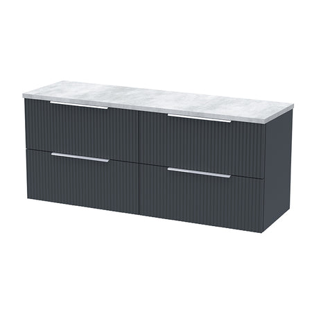 Hudson Reed Fluted Wall Hung Four Drawer 1200mm Vanity & Laminate Worktop (1 size, 5 colours) - Brand New Bathrooms