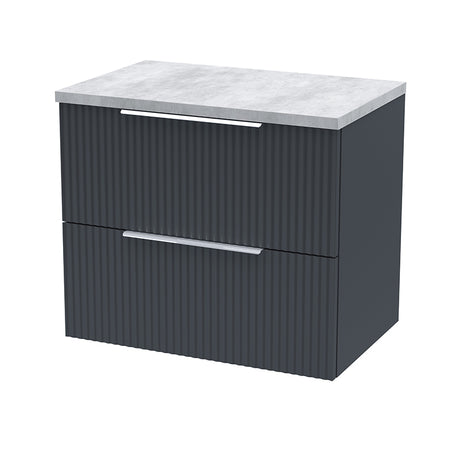Hudson Reed Fluted Wall Hung Double Drawer 600mm Vanity and Laminate Top (1 size, 5 colours) - Brand New Bathrooms