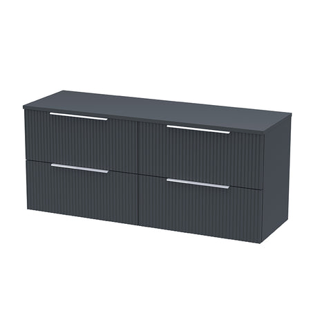 Hudson Reed Fluted Wall Hung Four Drawer 1200mm Vanity and Matching Worktop (1 size, 5 colours) - Brand New Bathrooms