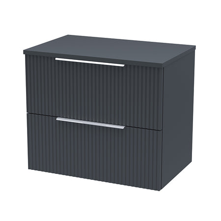 Hudson Reed Fluted Wall Hung Double Drawer 600mm Vanity and Matching Worktop (1 size, 5 colours) - Brand New Bathrooms
