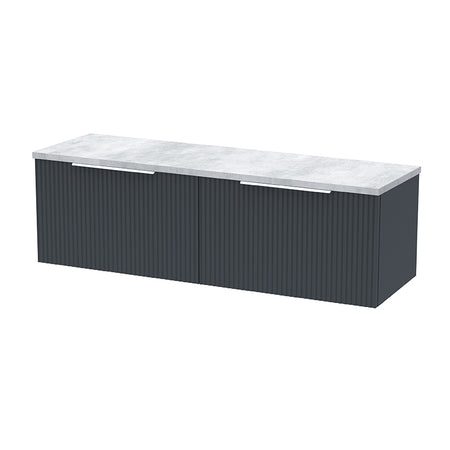 Hudson Reed Fluted Wall Hung Double Drawer 1200mm Vanity & Laminate Worktop (1 size, 5 colours) - Brand New Bathrooms