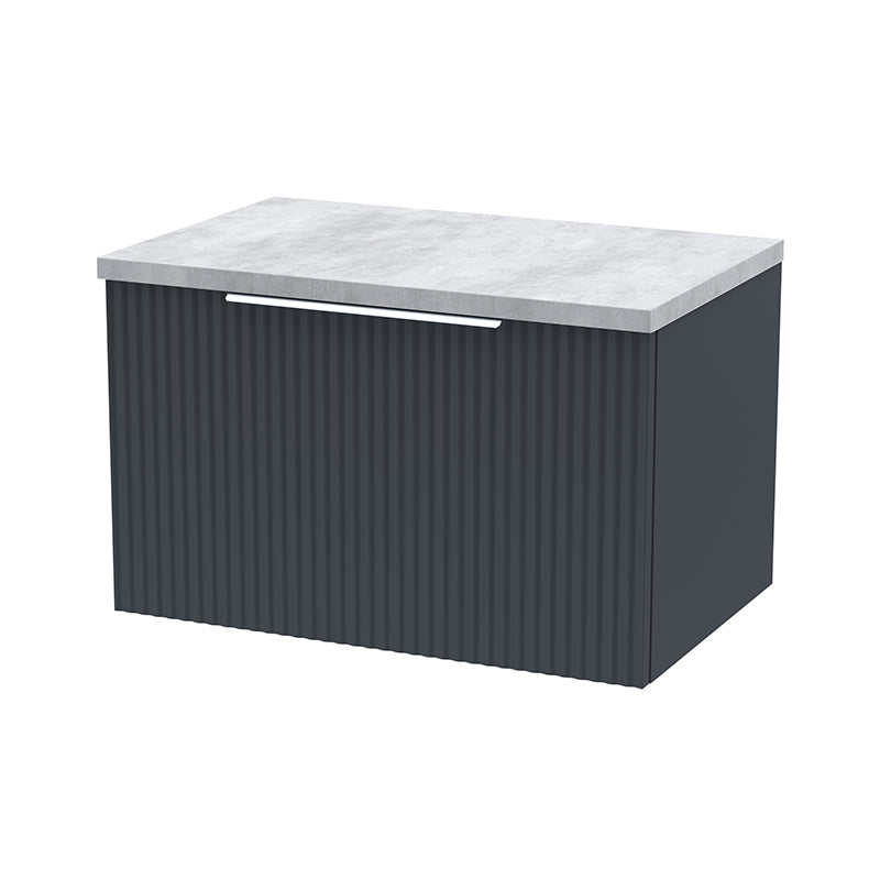 Hudson Reed Fluted Wall Hung Single Drawer 600mm Vanity and Laminate Top (1 size, 5 colours) - Brand New Bathrooms