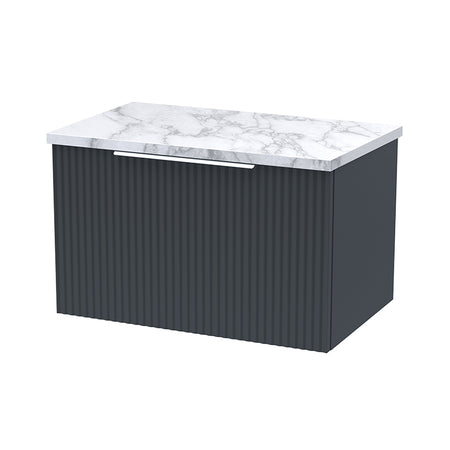 Hudson Reed Fluted Wall Hung Single Drawer 600mm Vanity & Laminate Worktop (1 size, 5 colours) - Brand New Bathrooms