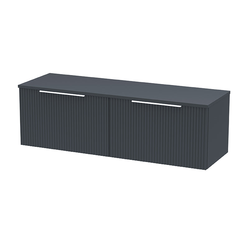 Hudson Reed Fluted Wall Hung Double Drawer 1200mm Vanity and Matching Worktop (1 size, 5 colours) - Brand New Bathrooms