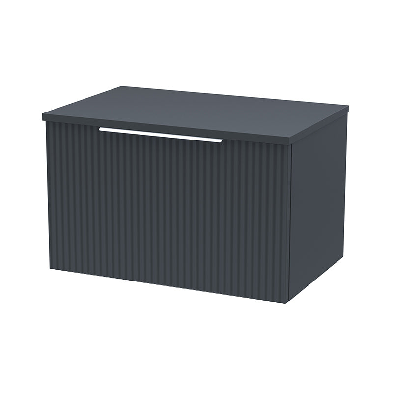 Hudson Reed Fluted Wall Hung Single Drawer 600mm Vanity and Matching Worktop (1 size, 5 colours) - Brand New Bathrooms
