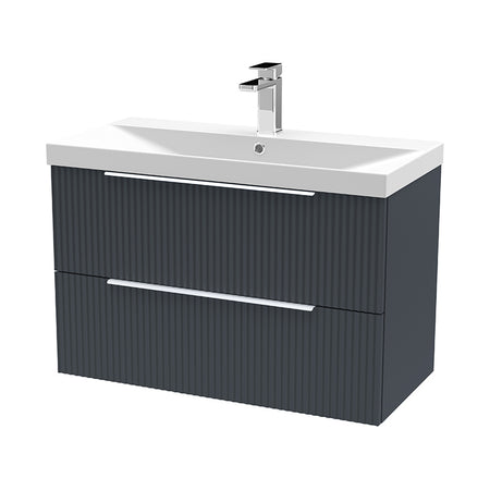 Hudson Reed Fluted Wall Hung Double Drawer 800mm Vanity and Thin-Edge Ceramic Basin (1 size, 5 colours) - Brand New Bathrooms
