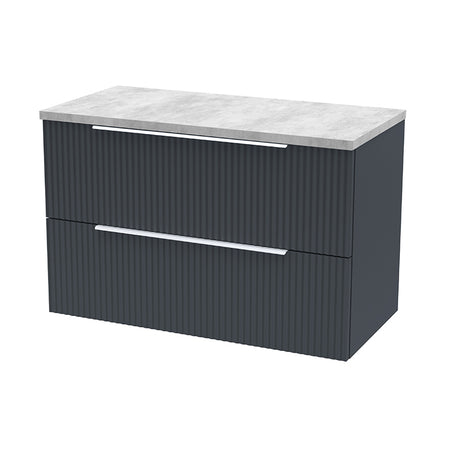 Hudson Reed Fluted Wall Hung Double Drawer 800mm Vanity and Laminate Top (1 size, 5 colours) - Brand New Bathrooms