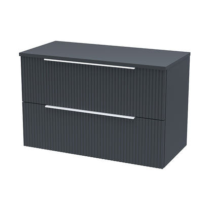 Hudson Reed Fluted Wall Hung Double Drawer 800mm Vanity and Matching Worktop (1 size, 5 colours) - Brand New Bathrooms
