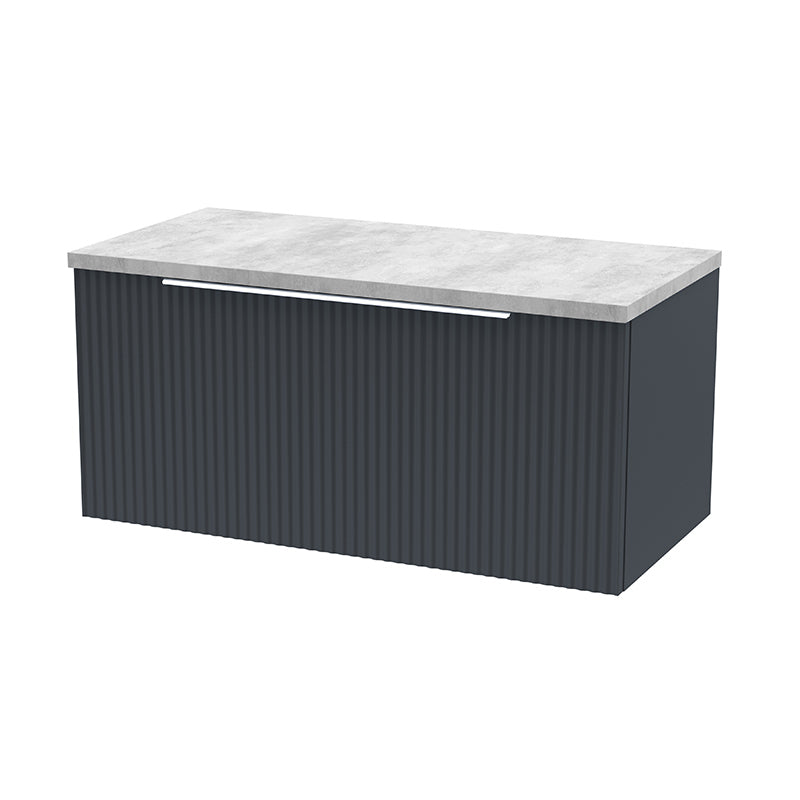 Hudson Reed Fluted Wall Hung Single Drawer 800mm Vanity and Laminate Top (1 size, 5 colours) - Brand New Bathrooms
