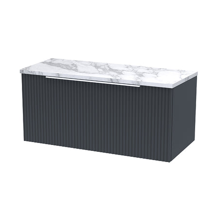 Hudson Reed Fluted Wall Hung Single Drawer 800mm Vanity & Laminate Worktop (1 size, 5 colours) - Brand New Bathrooms