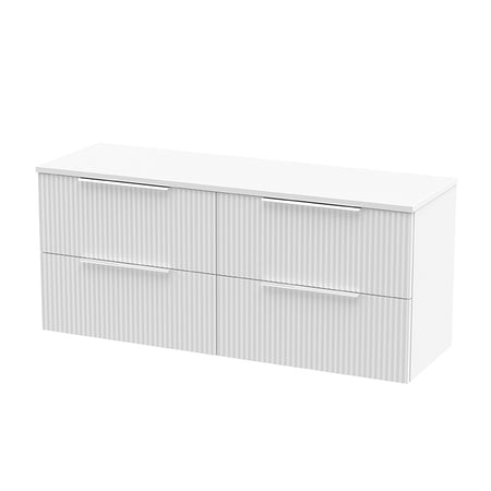 Hudson Reed Fluted Wall Hung Four Drawer 1200mm Vanity and Matching Worktop (1 size, 5 colours) - Brand New Bathrooms