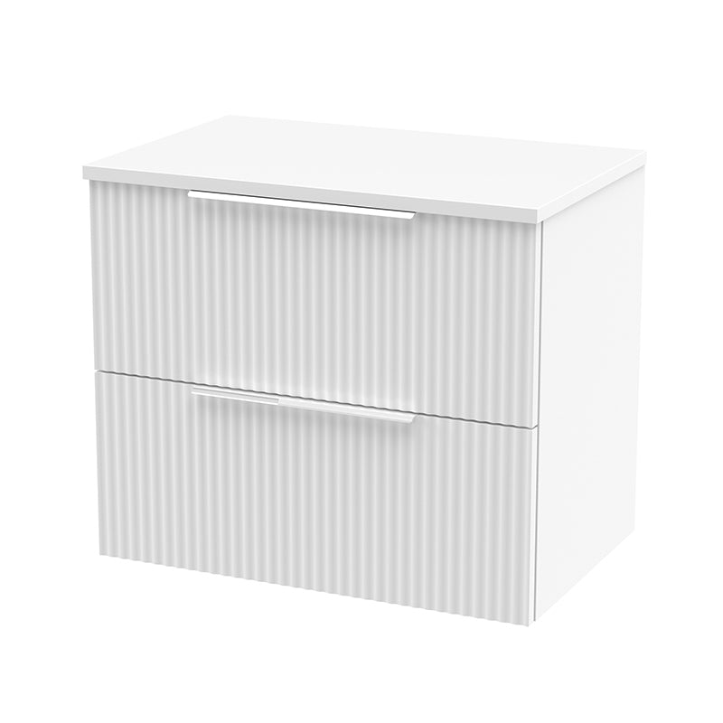 Hudson Reed Fluted Wall Hung Double Drawer 600mm Vanity and Matching Worktop (1 size, 5 colours) - Brand New Bathrooms