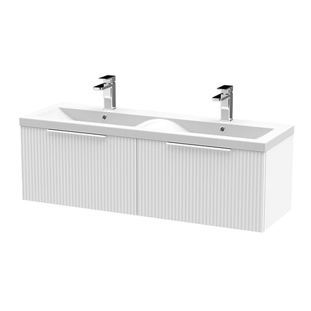 Hudson Reed Fluted Wall Hung Double Drawer 1200mm Vanity and Double Ceramic Basin (1 size, 5 colours) - Brand New Bathrooms