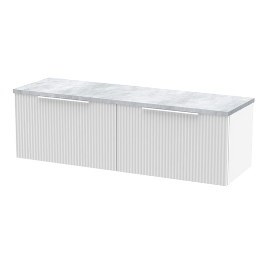 Hudson Reed Fluted Wall Hung Double Drawer 1200mm Vanity & Laminate Worktop (1 size, 5 colours) - Brand New Bathrooms