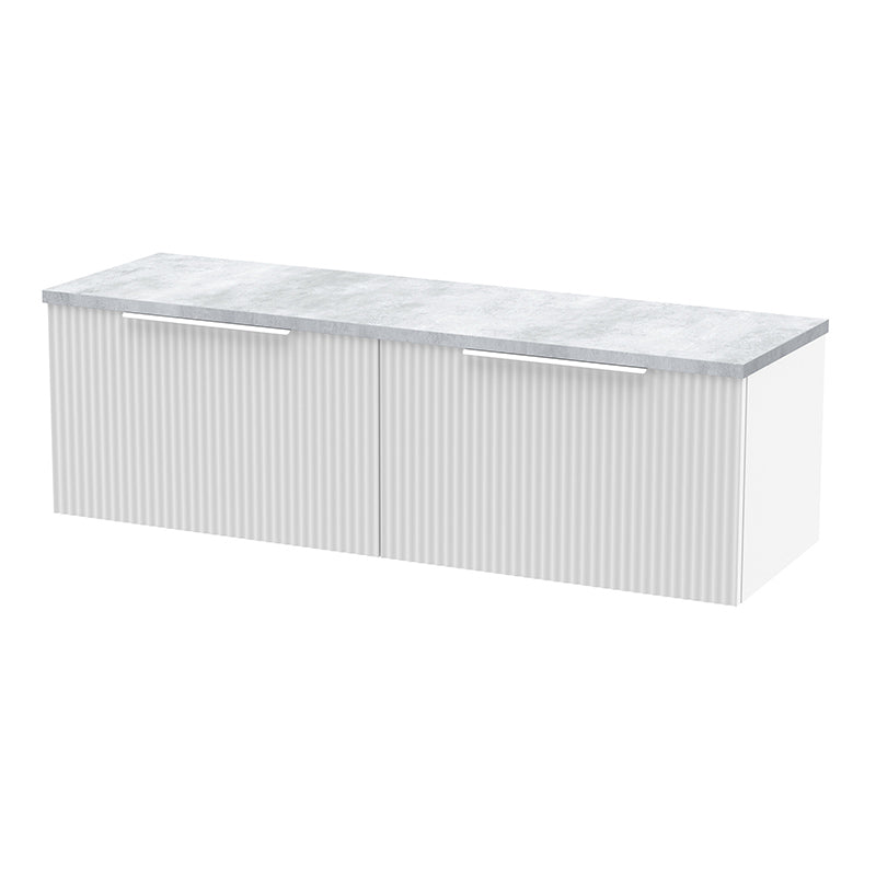 Hudson Reed Fluted Wall Hung Double Drawer 1200mm Vanity & Laminate Worktop (1 size, 5 colours) - Brand New Bathrooms