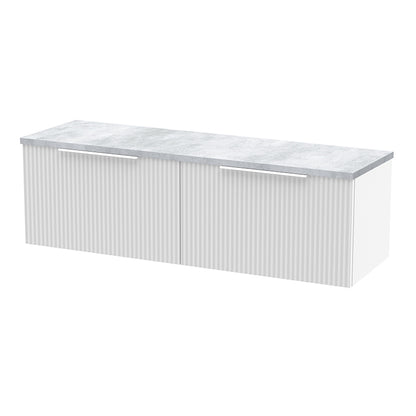 Hudson Reed Fluted Wall Hung Double Drawer 1200mm Vanity & Laminate Worktop (1 size, 5 colours) - Brand New Bathrooms
