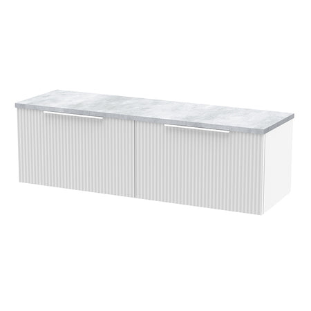 Hudson Reed Fluted Wall Hung Double Drawer 1200mm Vanity & Laminate Worktop (1 size, 5 colours) - Brand New Bathrooms