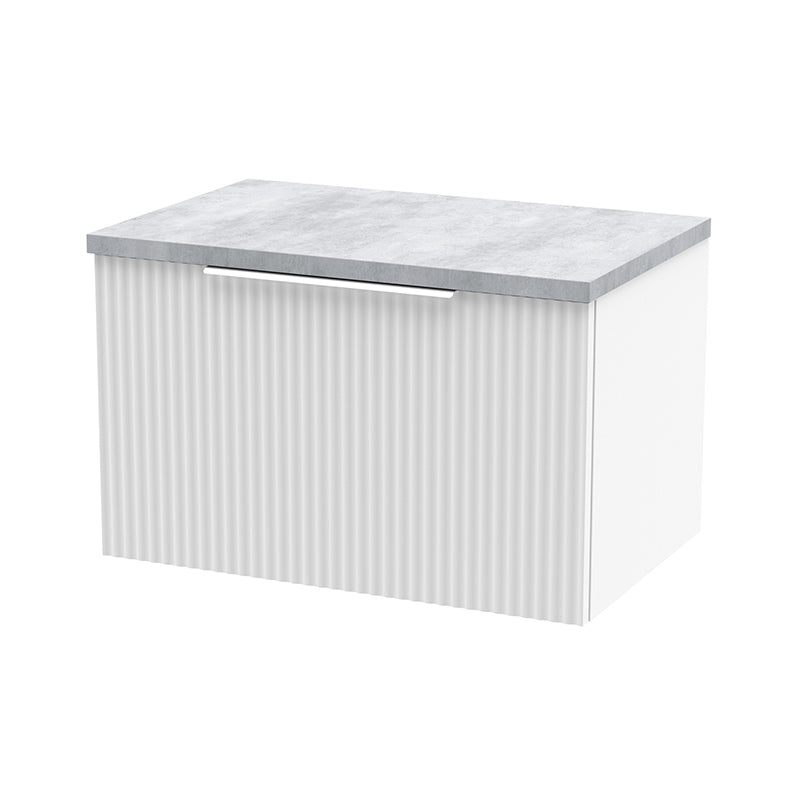 Hudson Reed Fluted Wall Hung Single Drawer 600mm Vanity and Laminate Top (1 size, 5 colours) - Brand New Bathrooms