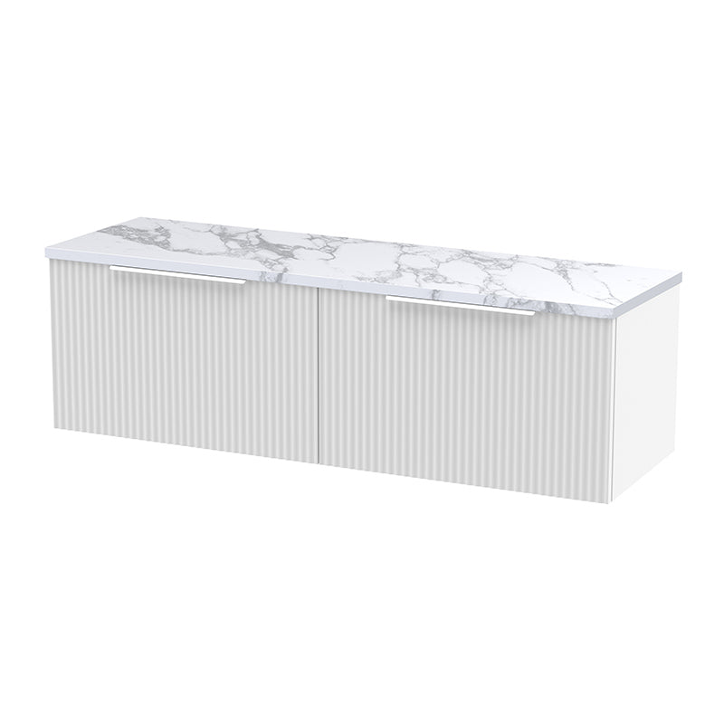 Hudson Reed Fluted Wall Hung Double Drawer 1200mm Vanity & Laminate Worktop (1 size, 5 colours) - Brand New Bathrooms