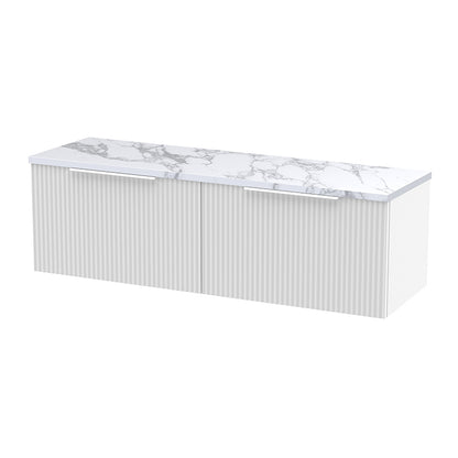 Hudson Reed Fluted Wall Hung Double Drawer 1200mm Vanity & Laminate Worktop (1 size, 5 colours) - Brand New Bathrooms