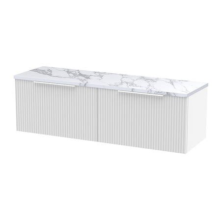 Hudson Reed Fluted Wall Hung Double Drawer 1200mm Vanity & Laminate Worktop (1 size, 5 colours) - Brand New Bathrooms