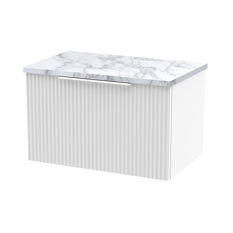 Hudson Reed Fluted Wall Hung Single Drawer 600mm Vanity & Laminate Worktop (1 size, 5 colours) - Brand New Bathrooms