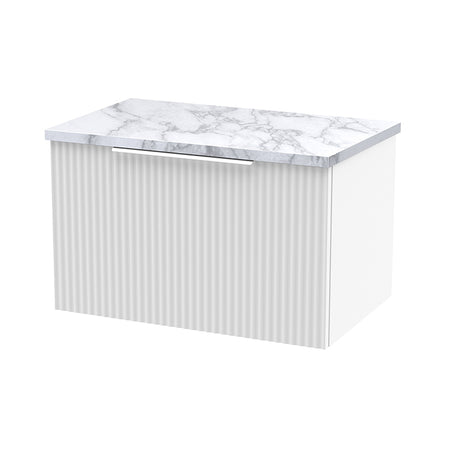 Hudson Reed Fluted Wall Hung Single Drawer 600mm Vanity & Laminate Worktop (1 size, 5 colours) - Brand New Bathrooms