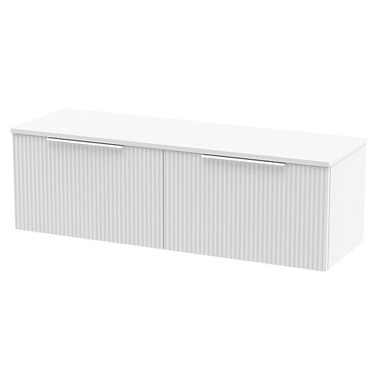 Hudson Reed Fluted Wall Hung Double Drawer 1200mm Vanity and Matching Worktop (1 size, 5 colours) - Brand New Bathrooms