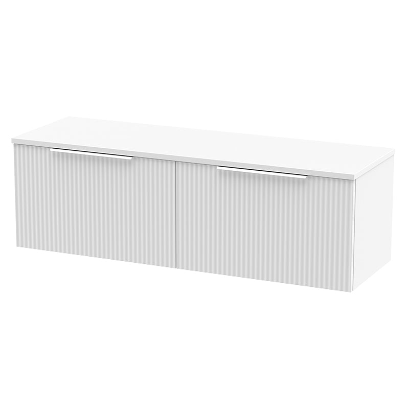 Hudson Reed Fluted Wall Hung Double Drawer 1200mm Vanity and Matching Worktop (1 size, 5 colours) - Brand New Bathrooms