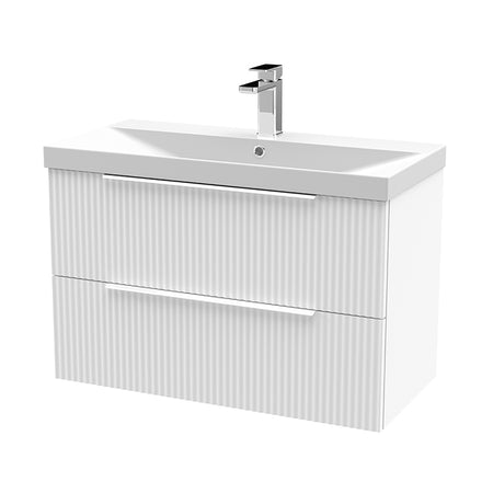 Hudson Reed Fluted Wall Hung Double Drawer 800mm Vanity and Thin-Edge Ceramic Basin (1 size, 5 colours) - Brand New Bathrooms