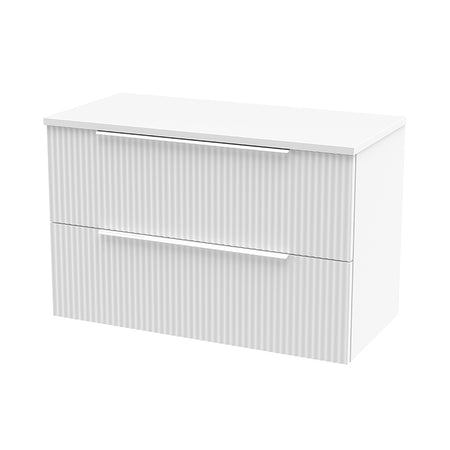 Hudson Reed Fluted Wall Hung Double Drawer 800mm Vanity and Matching Worktop (1 size, 5 colours) - Brand New Bathrooms