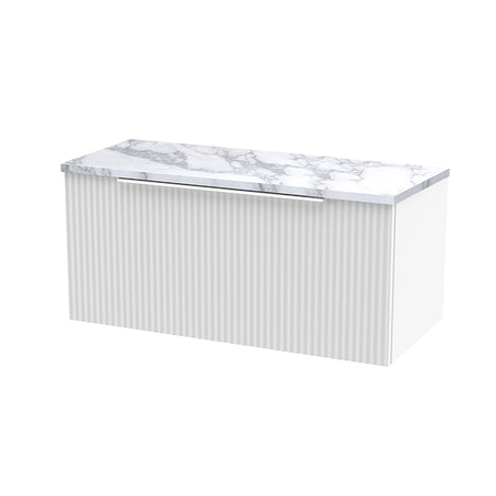 Hudson Reed Fluted Wall Hung Single Drawer 800mm Vanity & Laminate Worktop (1 size, 5 colours) - Brand New Bathrooms