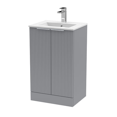 Hudson Reed Fluted Floor Standing Double Door 500mm Vanity and Minimalist Ceramic Basin (1 size, 5 colours) - Brand New Bathrooms