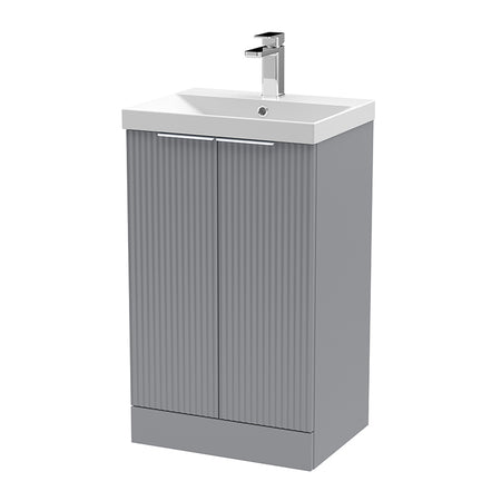 Hudson Reed Fluted Floor Standing Double Door 500mm Vanity and Thin-Edge Ceramic Basin (1 size, 5 colours) - Brand New Bathrooms