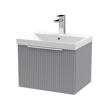 Hudson Reed Fluted Wall Hung Single Drawer 500mm Vanity Unit & Thin-Edge Ceramic Basin (1 size, 5 colours) - Brand New Bathrooms