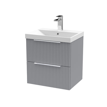 Hudson Reed Fluted Wall Hung Double Drawer 500mm Vanity & Thin-Edge Ceramic Basin (1 size, 5 colours) - Brand New Bathrooms