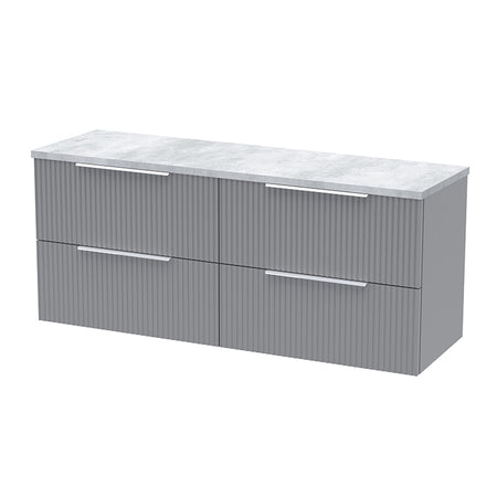 Hudson Reed Fluted Wall Hung Four Drawer 1200mm Vanity & Laminate Worktop (1 size, 5 colours) - Brand New Bathrooms