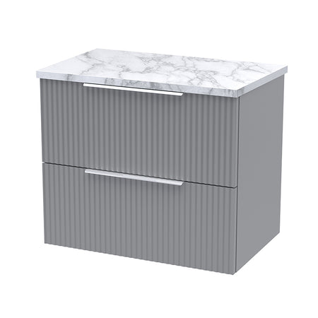 Hudson Reed Fluted Wall Hung Double Drawer 600mm Vanity & Laminate Worktop (1 size, 5 colours) - Brand New Bathrooms