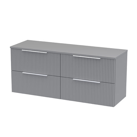 Hudson Reed Fluted Wall Hung Four Drawer 1200mm Vanity and Matching Worktop (1 size, 5 colours) - Brand New Bathrooms