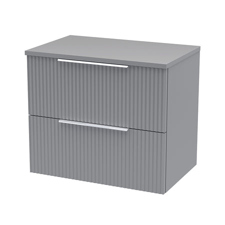 Hudson Reed Fluted Wall Hung Double Drawer 600mm Vanity and Matching Worktop (1 size, 5 colours) - Brand New Bathrooms